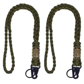 Heavy Duty Braided Paracord Lanyard Keychain with USA Flag, Parachute Rope Necklace Keychains, Braided Strong Lanyard, Army Green Keychain, 6 inch
