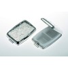 Pill Box Square Silver-Plated with Two Compartments Ideal for One-Handed
