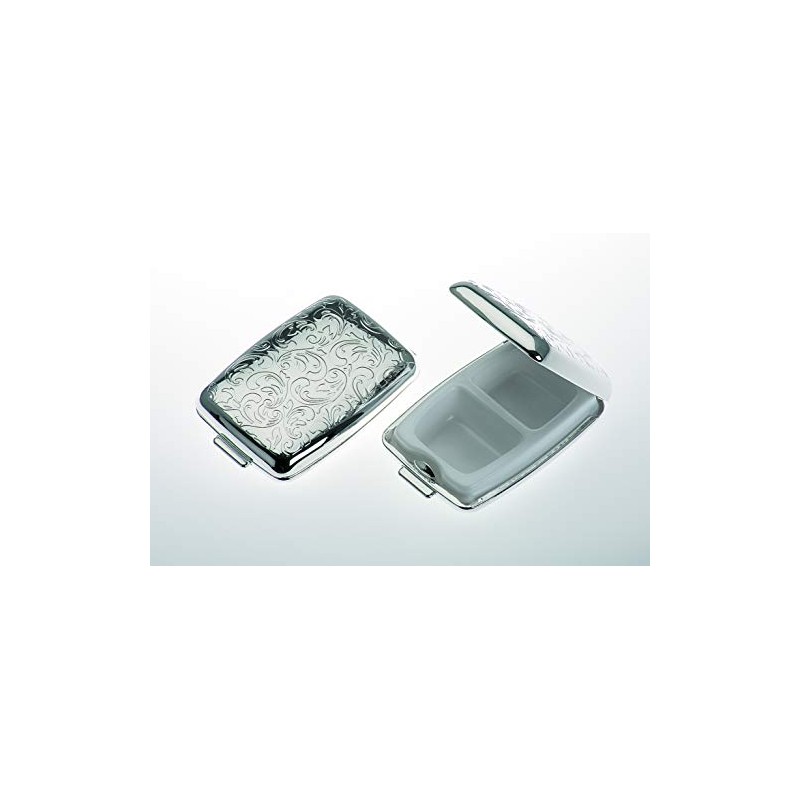 Pill Box Square Silver-Plated with Two Compartments Ideal for One-Handed