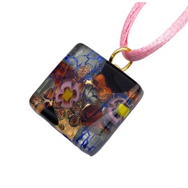 Glass Pendant, Murano Glass Pendant, Handmade Glass Pendant, Millefiori Pendant, Gold Leaf, Murano Glass Jewellery, Glass from Venice, Venetian Glass, 2cm x 2cm (Diana)