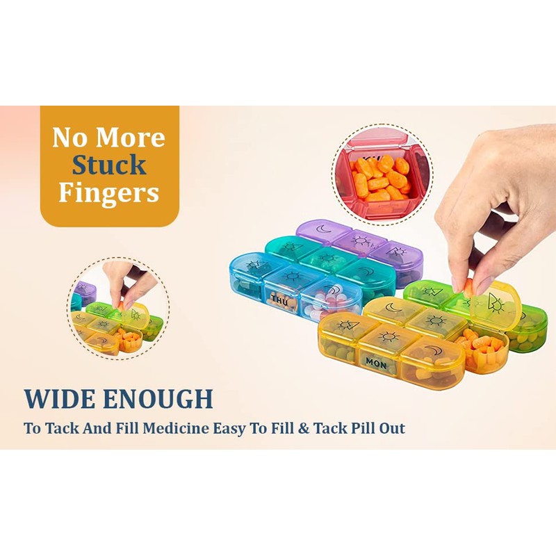 Pill Box Organizer 3 Times a Day Travel Pill Box