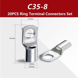 20pcs Electrical Terminals with Eye SC35-8 Electrical Crimp Terminals Faston Connectors for Secure Connections