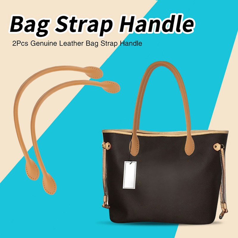 2Pcs Genuine Leather Bag Straps Handle for DIY Hand Accessories