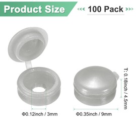 M METERXITY 100-Pack Plastic Hinged Screw Cover Caps, 3mm Shutter Screws with Caps, Fold Snap Washer Covers, Washer Flip Protection Covering M3 M4 M5 Screws Heads [Light Gray]
