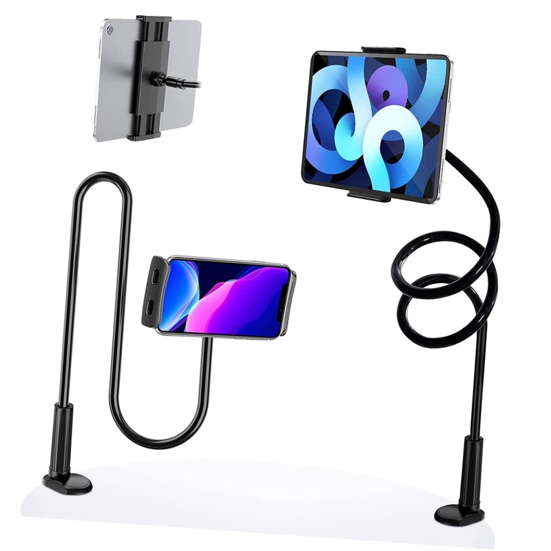 TEHAUX Adjustable Gooseneck Phone Holder Rotating Tablet Bracket with Clamp