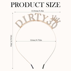 FdcLixuvol Birthday Headbands for Women, Gold Rhinestone Birthday Crown Headband Dirty 30th Headband Gold Crown Tiara Gift Sweet Headbands for Women 30th Party Decorations