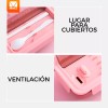 Maíz Contenedor Lonchera Box Lunch Divisiones Cubiertos Portatil