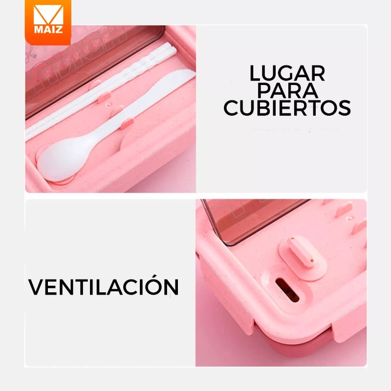 Maíz Contenedor Lonchera Box Lunch Divisiones Cubiertos Portatil