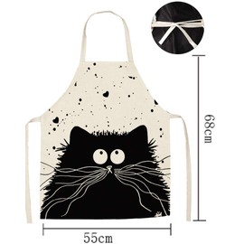 JFAN Cartoon Apron Kitchen Apron For Women Men Cat Motif Fashionable Aprons Funny Apron, D-Flower Cat 2
