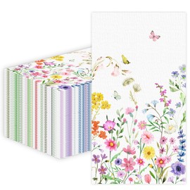 100 servilletas de papel de flores silvestres, desechables de flores, toallas de mano para invitados, servilletas de cena florales decorativas para cocina, boda, cumpleaños, baby shower, decoración de