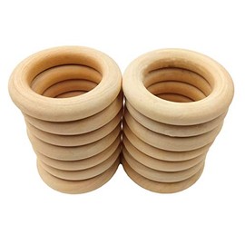 Alenybeby 70mm Wooden Teething Charms Natural Unfinished Wood Rings Baby Nursing Accessories Food Grade Materials Baby Teether (70mm-20pcs)