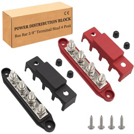 Bloque de distribución de energía 12 V, barra de camión 3/8 pulgadas, 275 A, M10, bloque de terminales de barra de camión resistente, bloque de conexión de 4 postes, máximo 48 V, bloque de