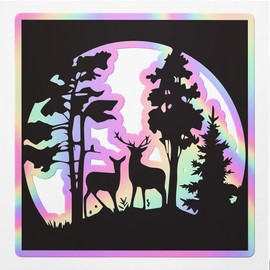 Holographic Decal Stickers of Deer Premium Waterproof Vinyl Decal Stickers for Laptop Phone Accessory Helmet Car Window Mug Tuber Cup Door Wall Decoration - USCVER310559bHO0124