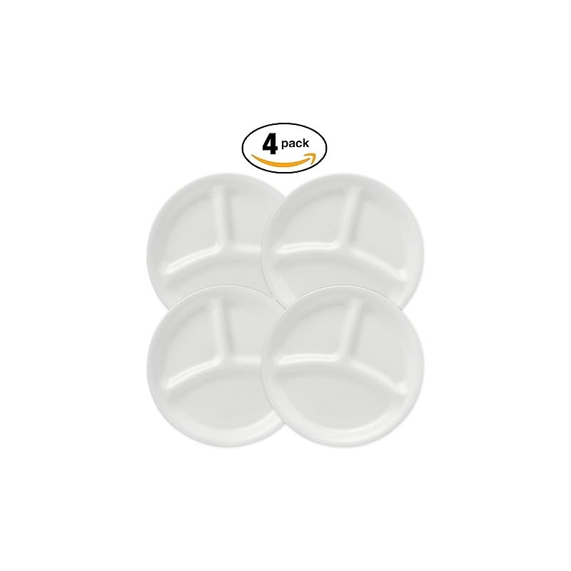 Corelle Livingware Divided Dinner Plate, 10-1/4-Inch, Winter Frost White -