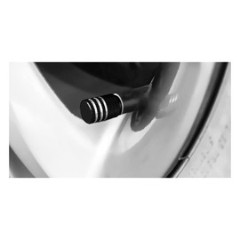 Marcraft Black & Silver Metal Pattern Tyre Wheel Alloy Valve Caps Dust Caps (4 Pack) Universal for Cars, SUVs, Bicycles, Motorcycles, Trucks | Rubber Airtight Seal | Aluminium Alloy | Screw-On