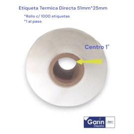 Rollo Etiqueta Térmica Directa 5125mm 1000pz Garin                                                                                                    