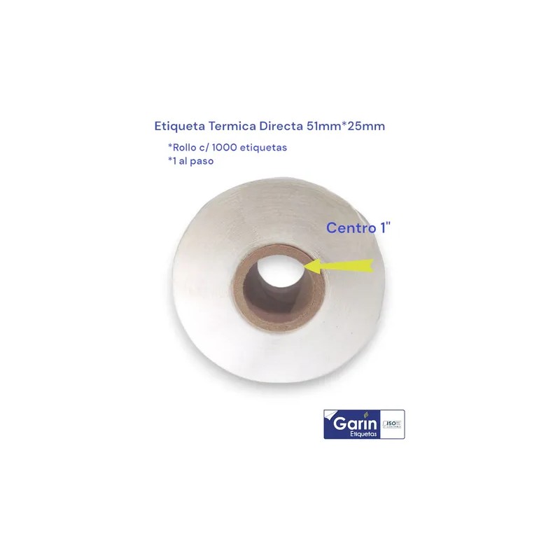 Rollo Etiqueta Térmica Directa 5125mm 1000pz Garin