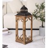 Large Farmhouse Decorative Wooden Lantern Set of 2, Rustic Brown
