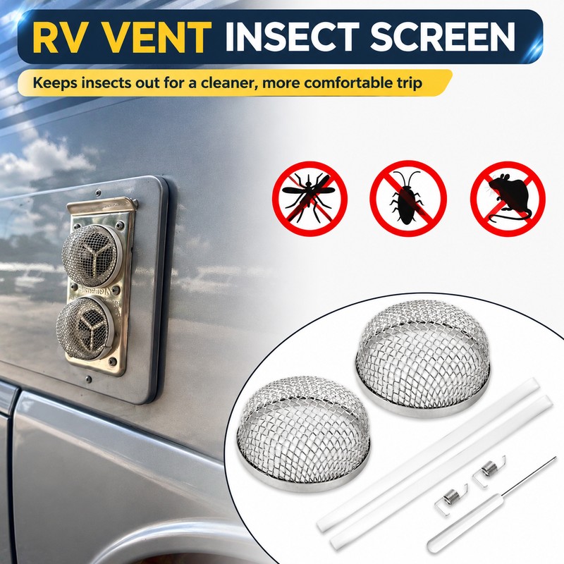 RV Furnace Vent Insect Screen – 2-Piece Stainless Steel Mesh