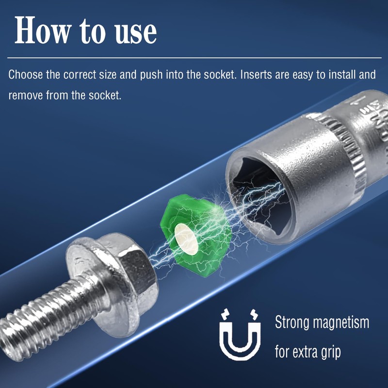 JEUCLEL 21PCS Magnetic Socket Insert Adapter Set with Hexagon Profile,