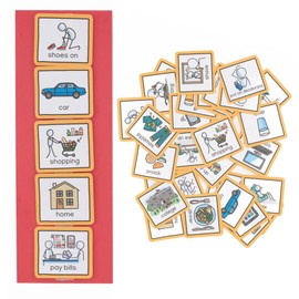 Visual Timetable for Adults Visual Schedule communication cards dementia board for stroke victims, dementia, learning difficulties (Red)