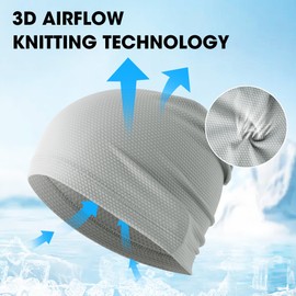 WTACTFUL Cooling Skull Cap for Men Breathable Sweat Hat Running Caps Skull Caps Thin Slouchy Beanie for Cycling Motorcycle Riding Football Helmet Hard Hat Liner Summer Sport 2-Pack Black Light Gray