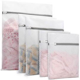 Muchfun 5Pcs Durable Honeycomb Mesh Laundry Bags for Delicates (1Large, 2Medium, 2Small)