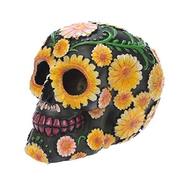 Day Of The Dead Skull Head With Daisy Floral Motif