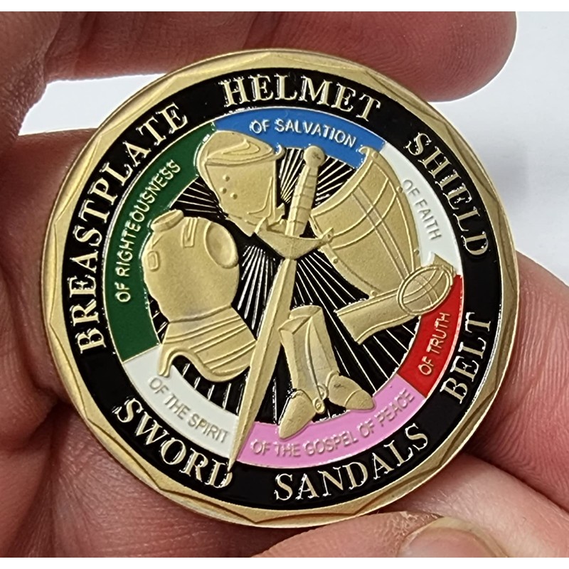 Whole Armour of God Challenge/Commemorative Coin. 24ct Gold, Enamel, 40mm