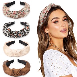 DRESHOW Women's Girls' 4 Pieces Knotted Headband Headband Women's Boho Wide Hair Bands Non-Slip Headband