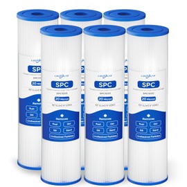 Whole House 20 Micron 10" x 2.5" Pleated Sediment Well Water Filter Cartridge Replacement for W20CLA, S1A, S1, ECP20-10, SPC-25-1020, AO-WH-PRE-RP2, PE-F10-20 & Cold Plunge Water Chiller (Pack of 6)