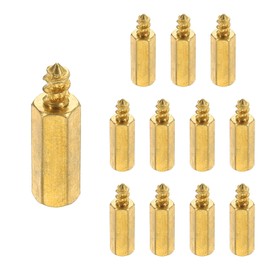 PATIKIL 12pcs M4 Male to Female Self-Tapping Hex Standoffs Spacers Pillars, M4 15+6mm Brass Motherboard Standoffs Copper