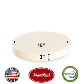 FoamRush 18" x 18" Diameter High Density Upholstery Foam Cushion (Made in USA) - 3" x 18" Round