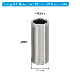 PATIKIL M6 Steel Spacers 12pcs Metal Spacer Steel 6.2mm ID x 8mm OD x 20mm Large Carbon Steel Spacer Screw Stand Offround for 1/4in or M6 Screw Bolts