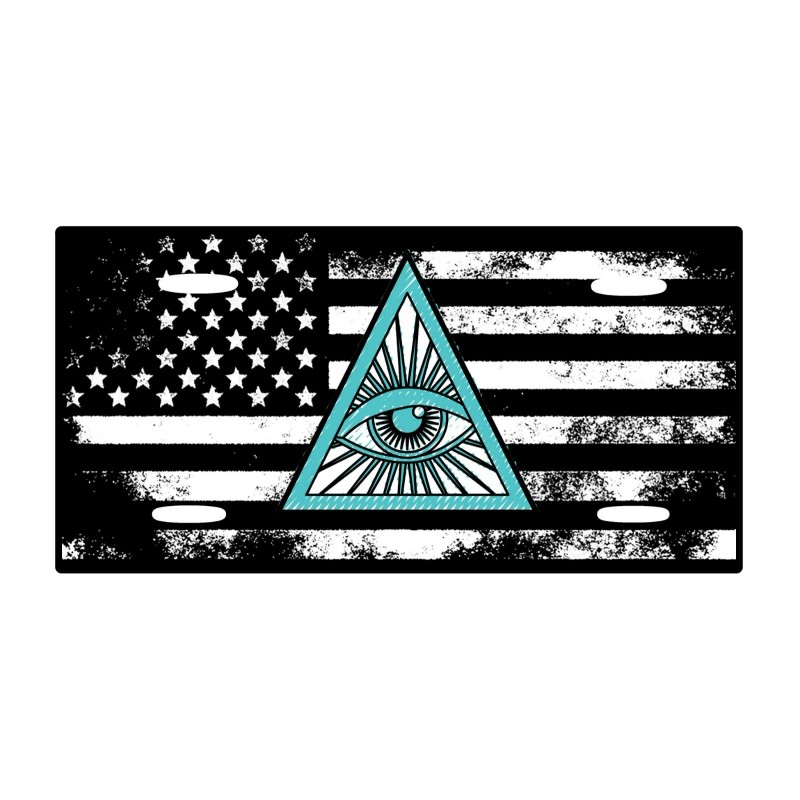American Flag Tactical Eye illuminati Aluminium License Plate 6" x