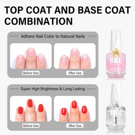 COSMOO Gel Top Coat and Base Coat Set, No Wipe Shine Finish Soak Off Gel Base Top Coat, Soak Off Gel Nail Lacquer - 2 x 15ml