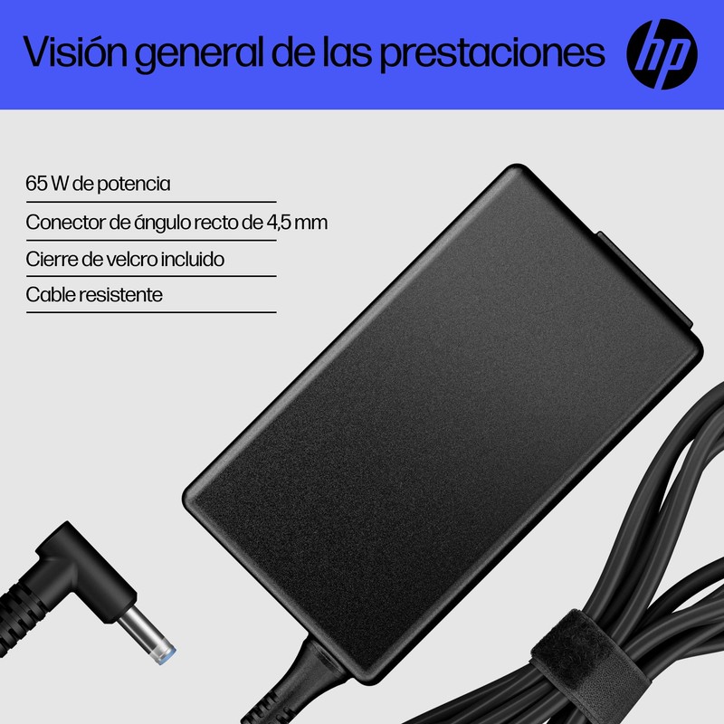 HP Cargador de Laptop 65W, 4.5 mm (6H459AA)