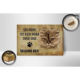 Wooden Sign Saying 18 x 12 cm Selkirk Rex Cat Without No Home Decorative Sign