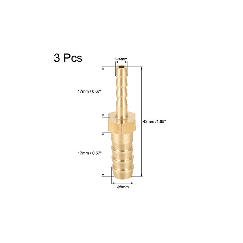 sourcing map Straight Brass Barb Fitting Reducer, Fit Hose ID