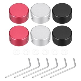 MECCANIXITY 6 Pcs Footswitch Toppers Guitar Pedal Button Caps Metal Footswitch Top Cover 3/8" for Guitar Effects Pedal Buttons, Black, Red, Silver