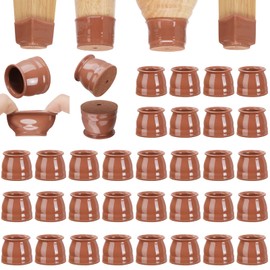 CHUNZEXI 32 Pack Chair Leg Floor Protectors for Hardwood Floors, Silicone Felt Covers Pads Caps, Protect Wood Furniture Feet Floors Noise Reduce and Scratch (Brown Universal L, Fit 1.3"-2")