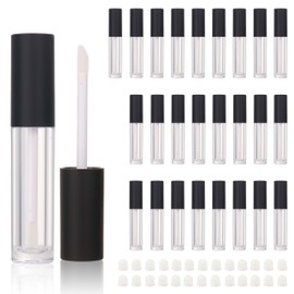 COSIDEA 26pcs 4ml Round empty lip gloss tubes bulk with wand Black lipgloss bottle containers round
