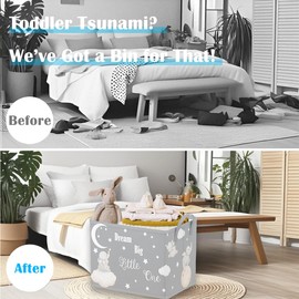 Runtoo Elephant Animal Nursery Decor Baby Basket Dream Big Little One Baby Shower Decorations Gift Basket Toddler Toy Box Laundry Hamper Closet Storage Bins