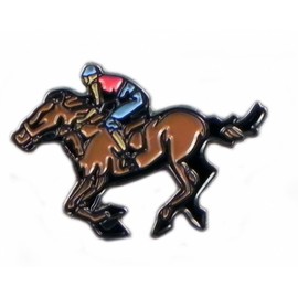 Metal Enamel Pin Badge Brooch Horse and Jockey Horse Racing Equestrian