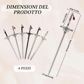 6 pezzi fermagli per capelli spada in stile cinese bacchette per capelli in stile antico, forcine per capelli lunghi per donne decorazione regali