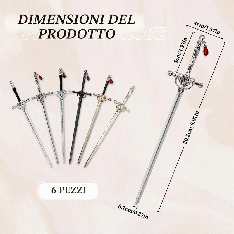 6 pezzi fermagli per capelli spada in stile cinese bacchette