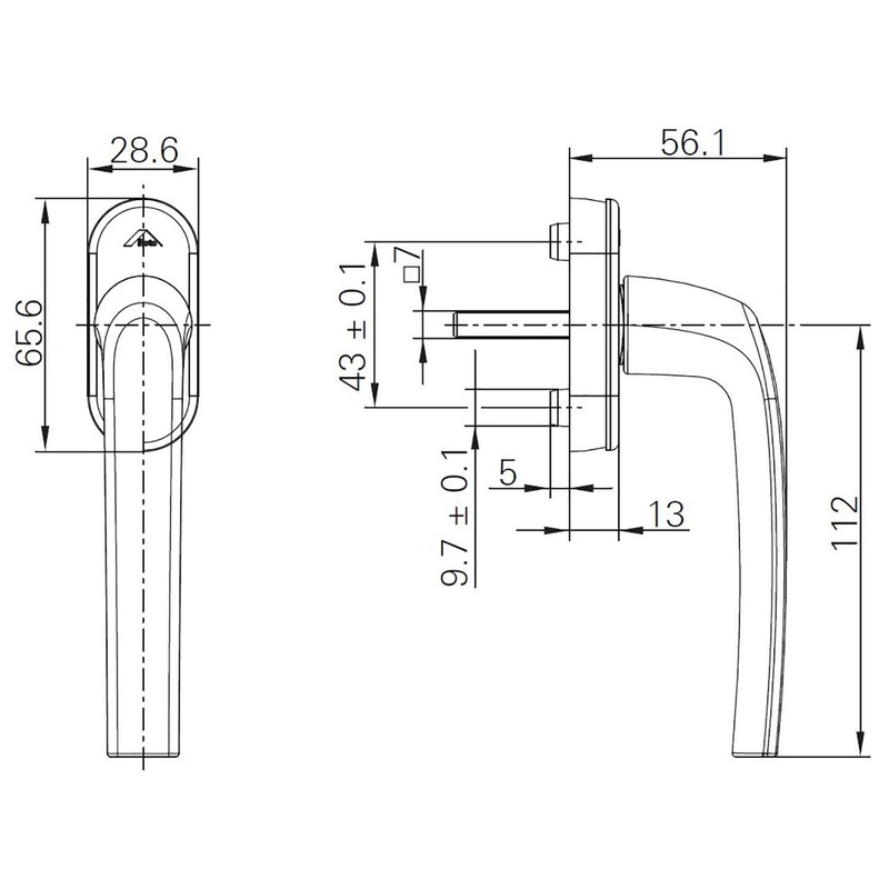 Roto Samba TS10629 Window Handle with Logo, with Screws, Pin