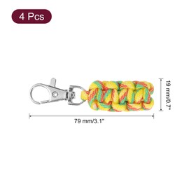 sourcing map 4pcs Paracord Zipper Pulls, 3" Paracord Lanyard Keychain for Backpacks, Tents, Trolley Cases, Traveling Cases, Key, Jackets, Yellow