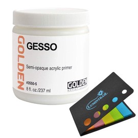 Golden Artist Color White Acrylic Gesso 8 Ounces, 3550-5, with Lumintrail Sticky Notes