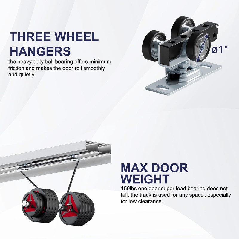 COSHOMER 4FT Bypass Door Hardware, Closet Door Track Kit, Top-Mounted